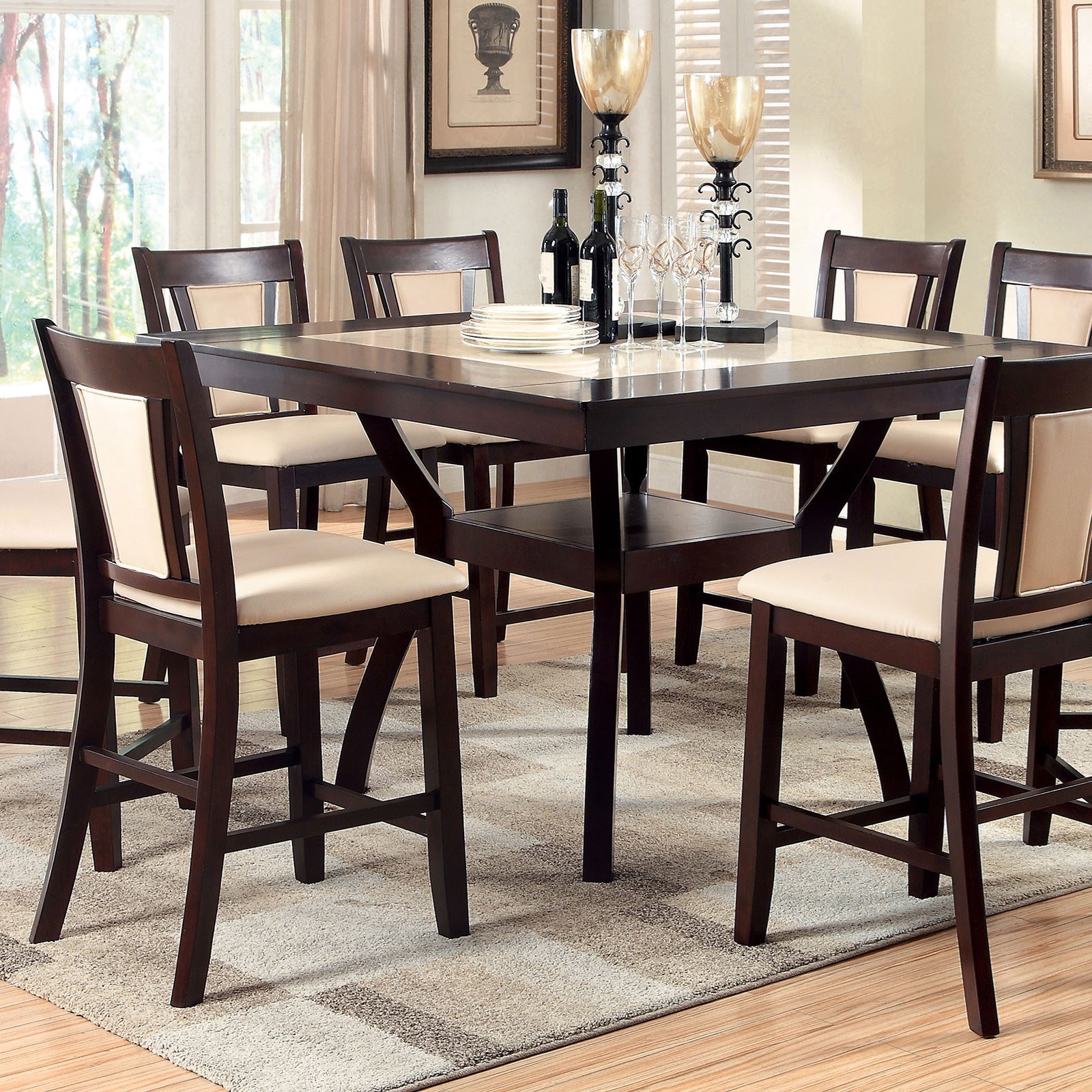 Marble top bar height dining table sales